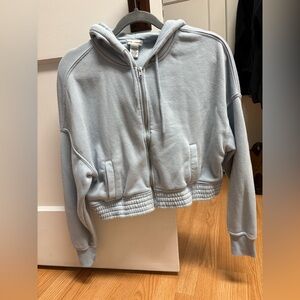 Light blue crop zip up jacket